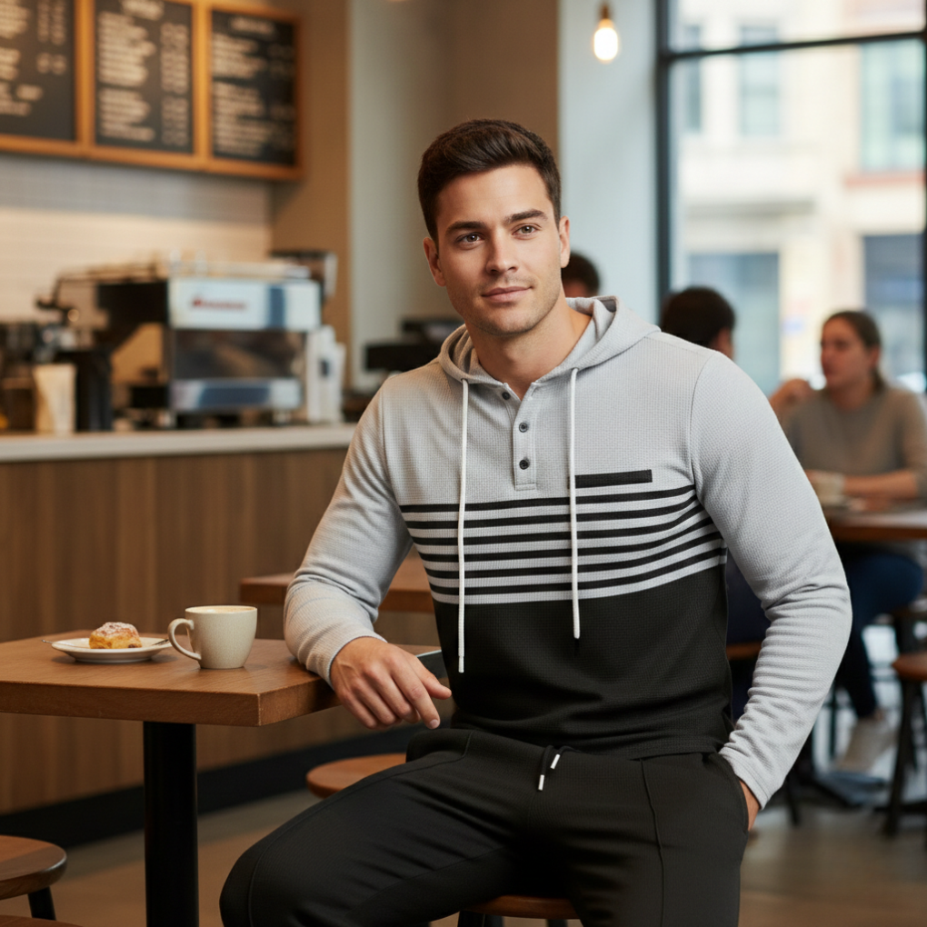 Men’s Color Block Tracksuit | 2-Piece Hoodie & Drawstring Jogger Set