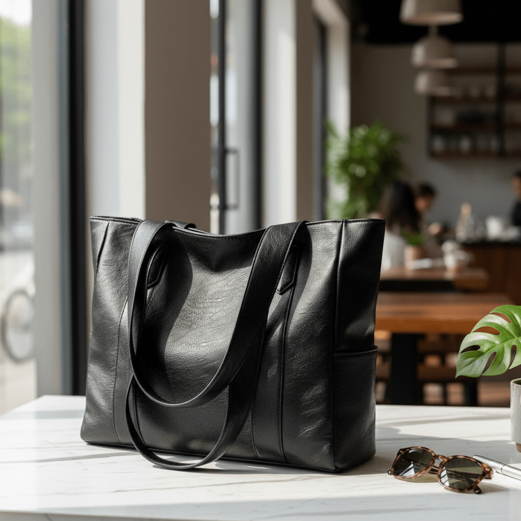 Leather-Look Tote Bag – Spacious, Zip-Top & Everyday Carry