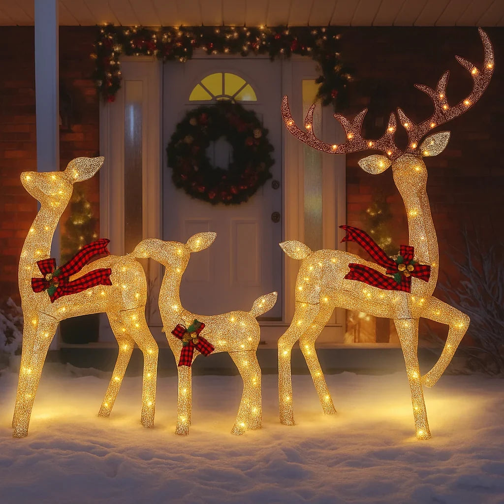 Lighted reindeer family