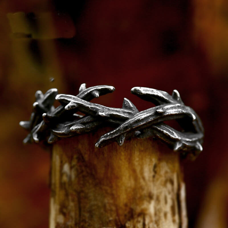 Vintage Jesus Crown of Thorns Stainless Steel Ring 0
