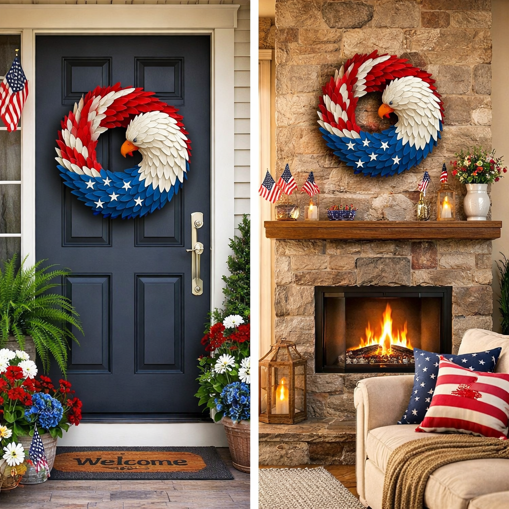 Wall Art Veterans Eagle Wreath Boxwood Memorial Wall Display 4