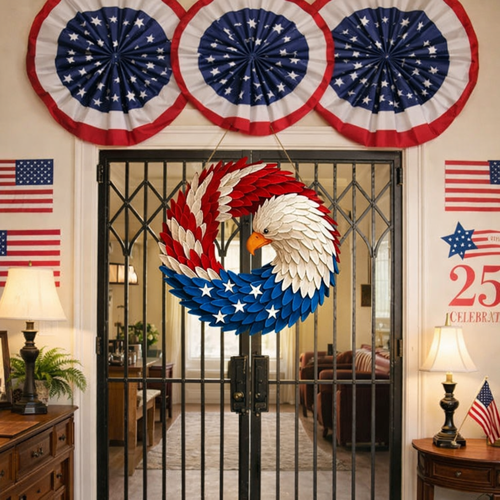 Wall Art Veterans Eagle Wreath Boxwood Memorial Wall Display 6