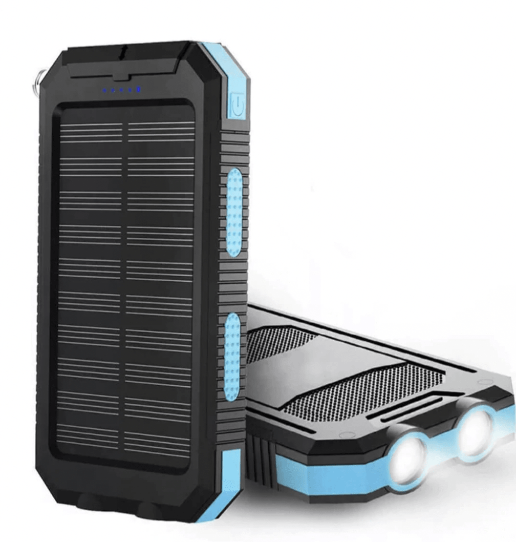 Waterdichte zonne-energie powerbank van 500.000 mAh met dubbele USB-poorten en LED-zaklamp. 1