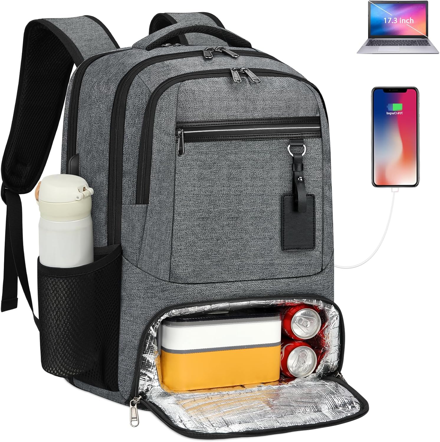 Waterproof Laptop & Lunch Backpack with USB Port – Multi-Compartment Travel Bag 1