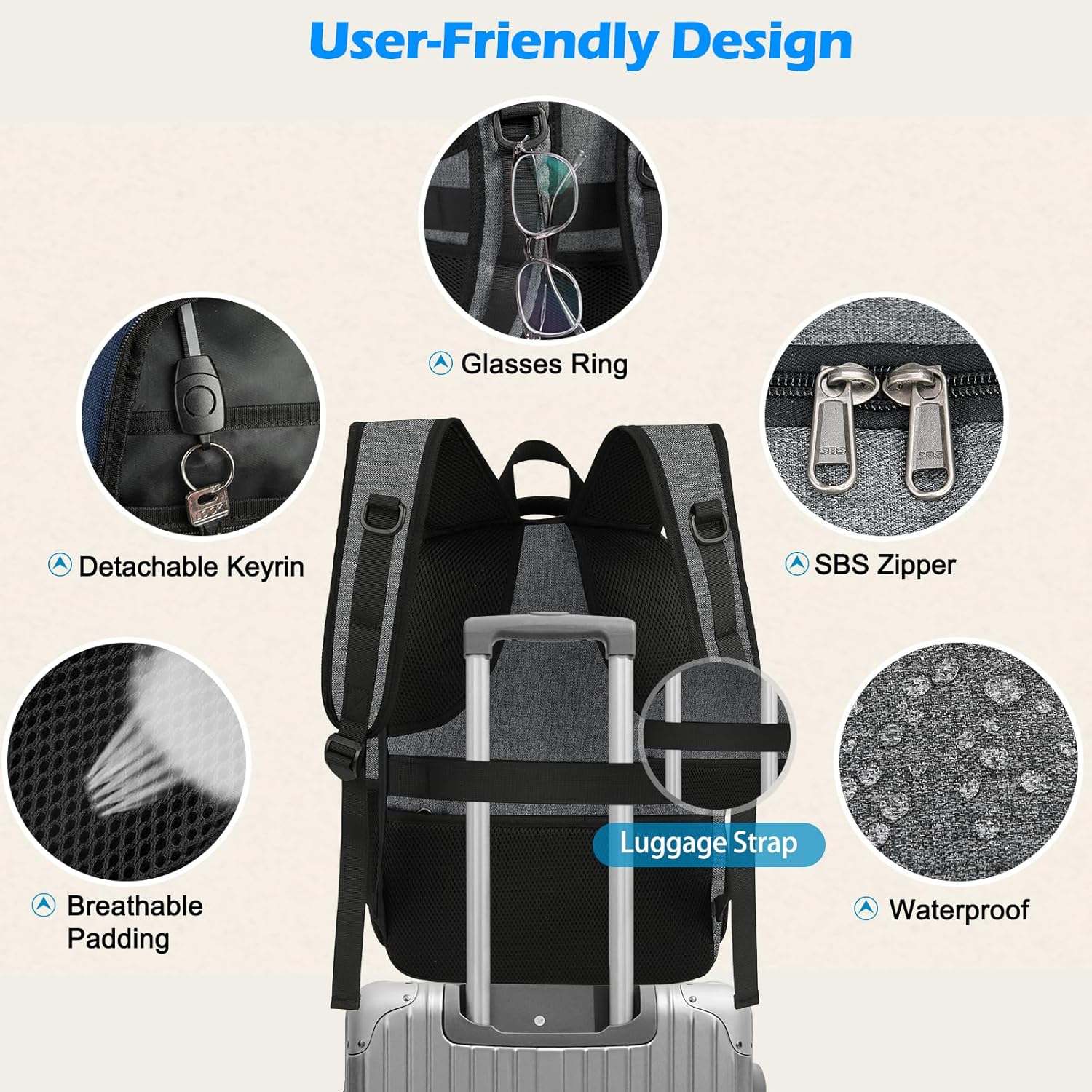 Waterproof Laptop & Lunch Backpack with USB Port – Multi-Compartment Travel Bag 4