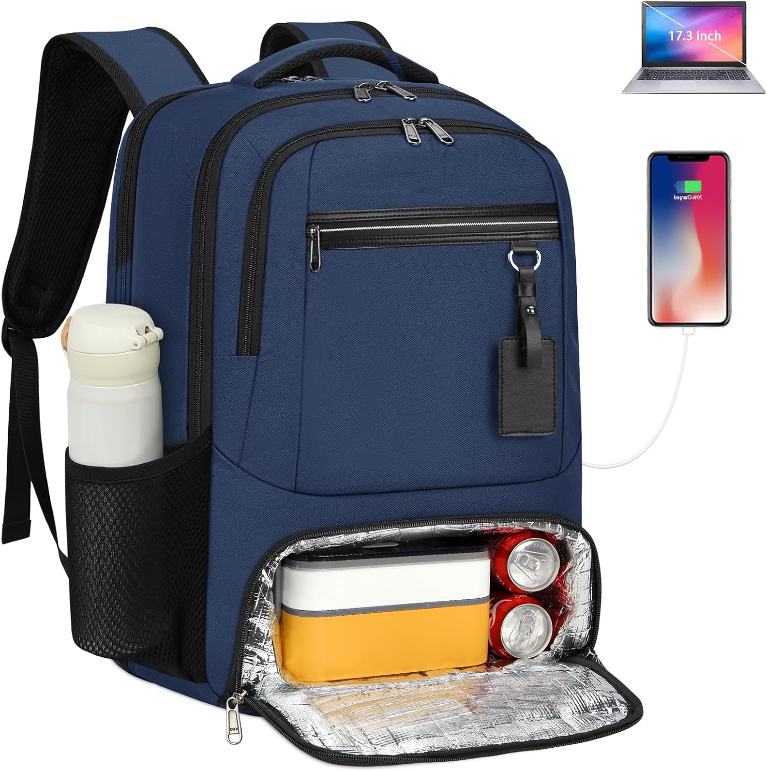 Waterproof Laptop & Lunch Backpack with USB Port – Multi-Compartment Travel Bag 9