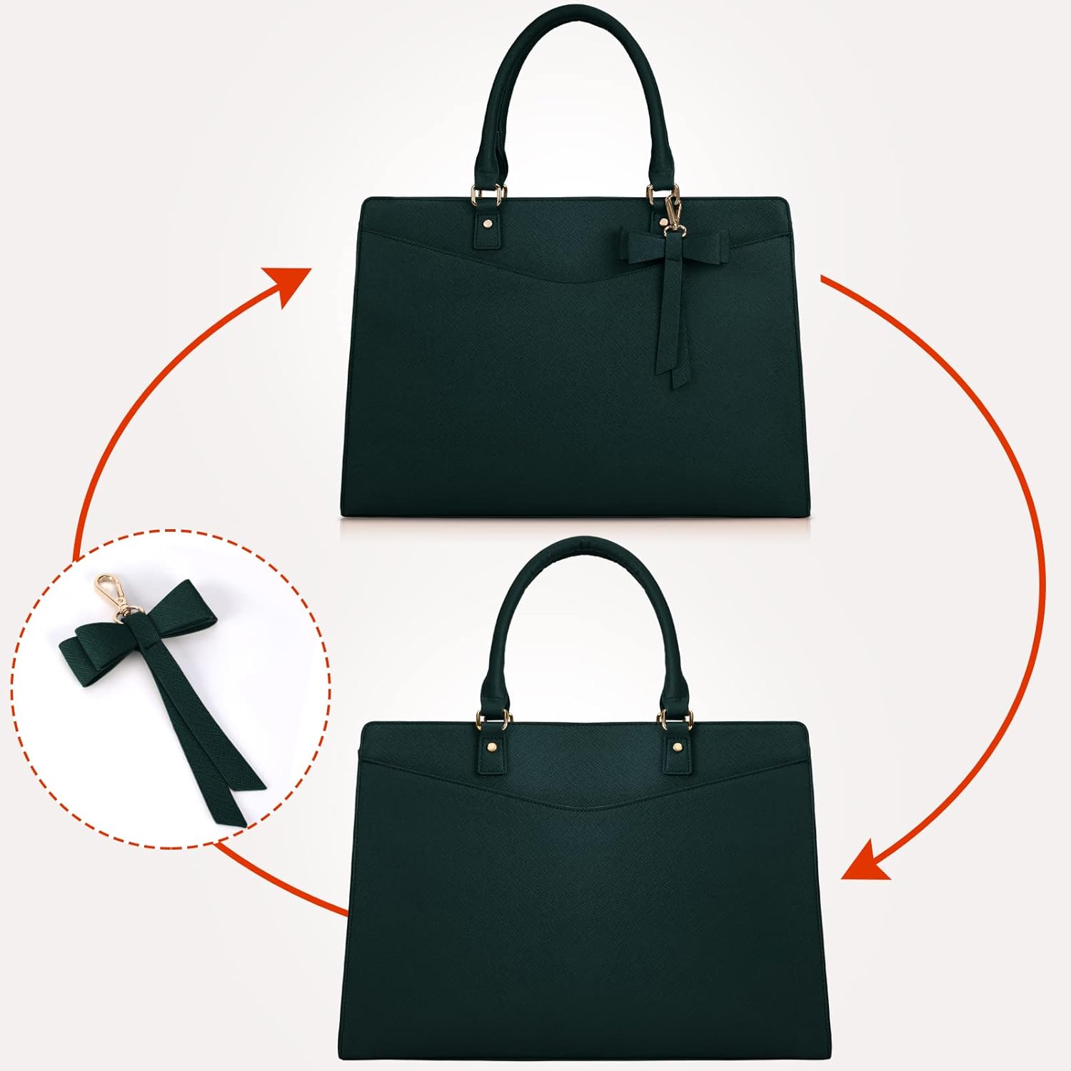 Waterproof PU Leather Laptop Tote Bag for Women, Multi-Pocket Design, Fits 15.6 Inch 4