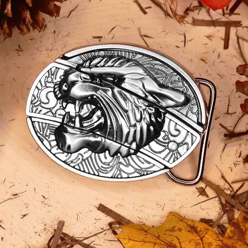 Wearclo | Oval Bull Skull Belt Buckle with Hidden Knife 6