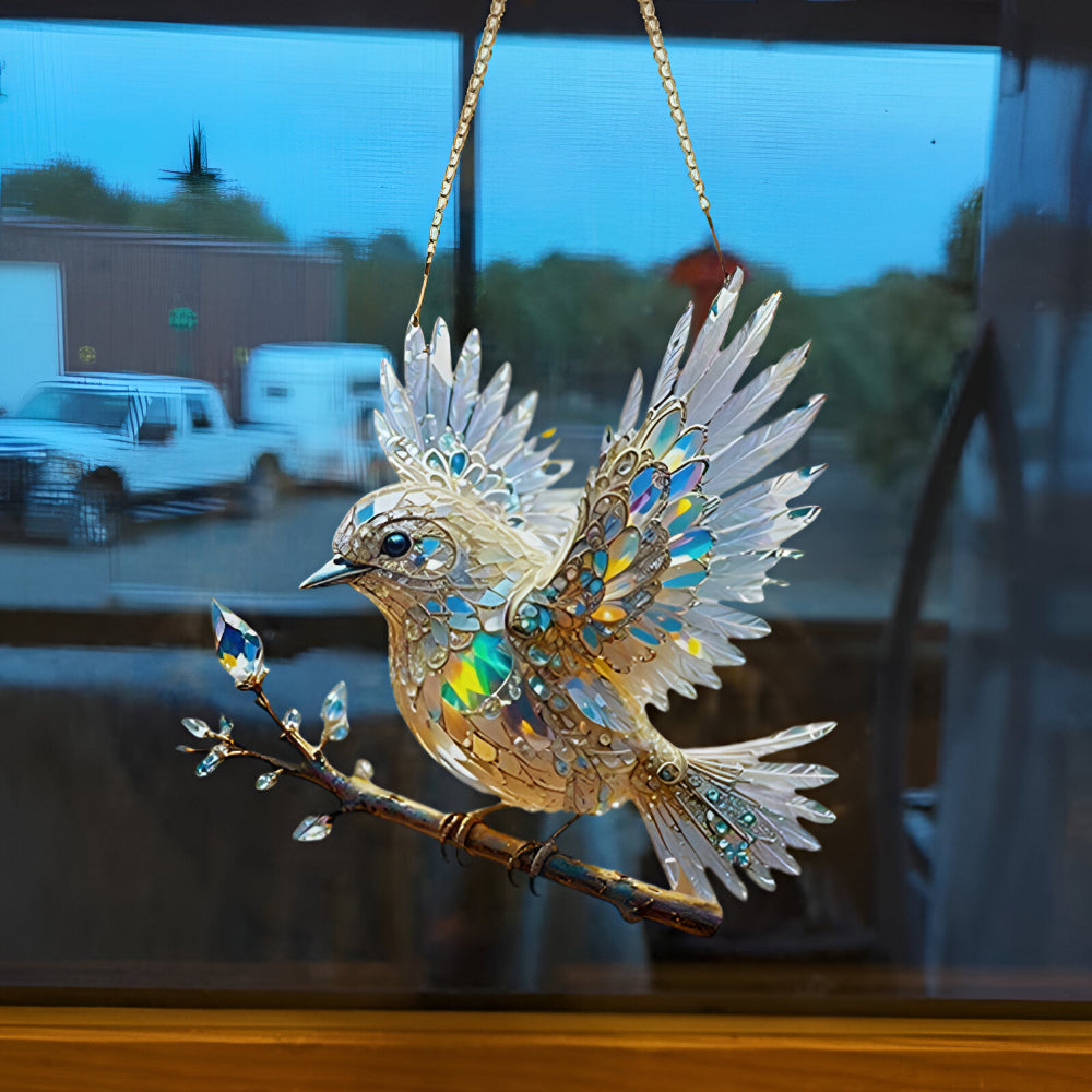 Window Suncatcher Stained Glass Bluebird Acrylic Hanging Decor 2