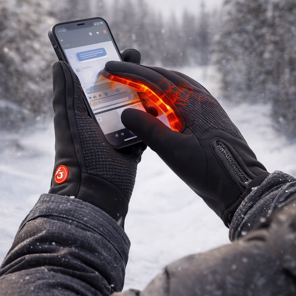 Winter Heated Gloves Electric Outdoor Touchscreen Grid Design 1