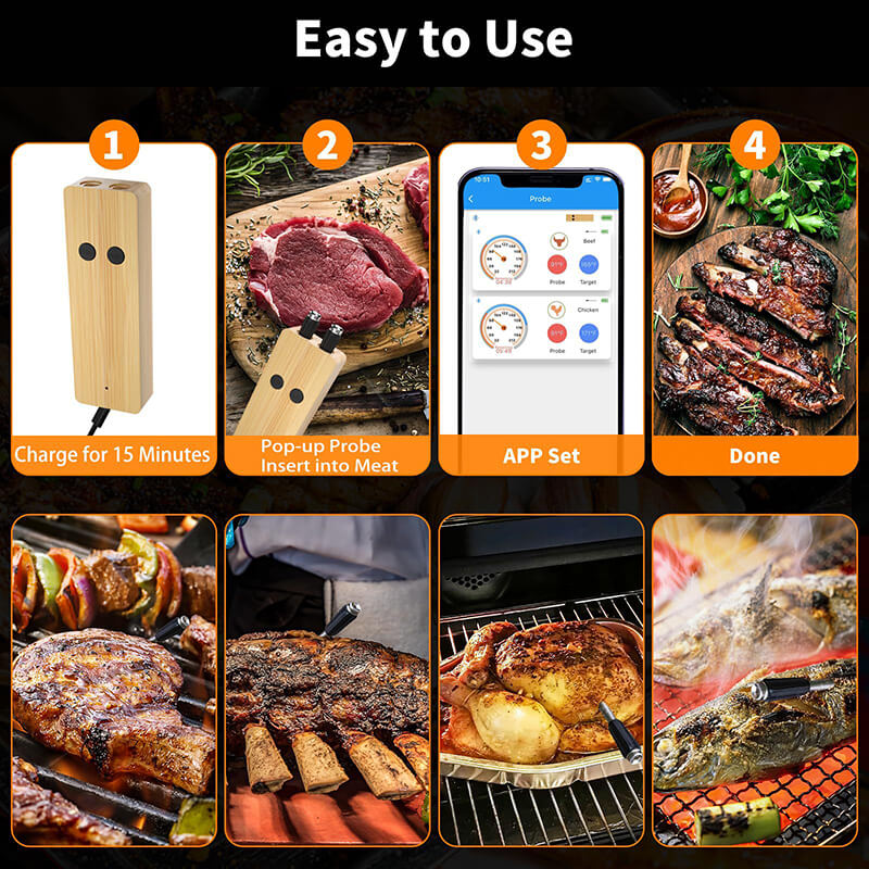 Wireless Meat Thermometer with 2 Probes 1