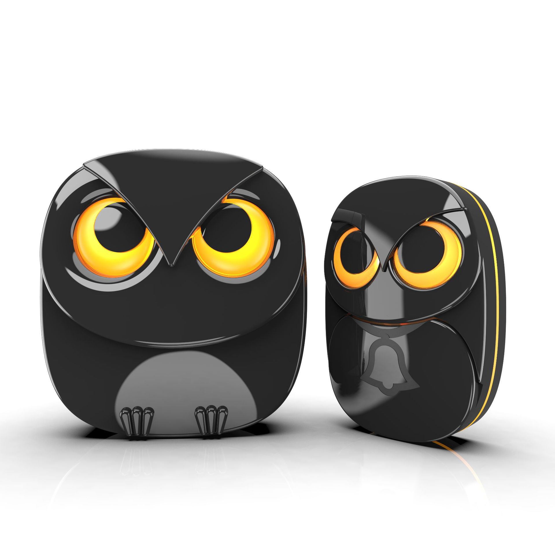 Wireless Owl Doorbell | Waterproof Long-Range Music Door Bell, Battery Powered (Black & White) 0