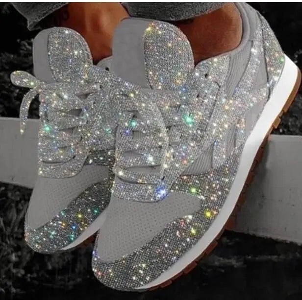Women's Glitter Sneakers with Cushioned Support and Durable Rubber Sole 2