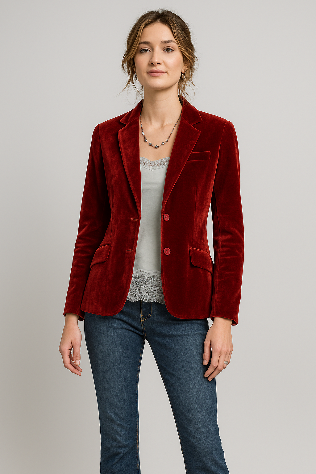 Women's Slim Fit Jacket with Tailored Cut and Classic Lapels for Elegant Wear 3