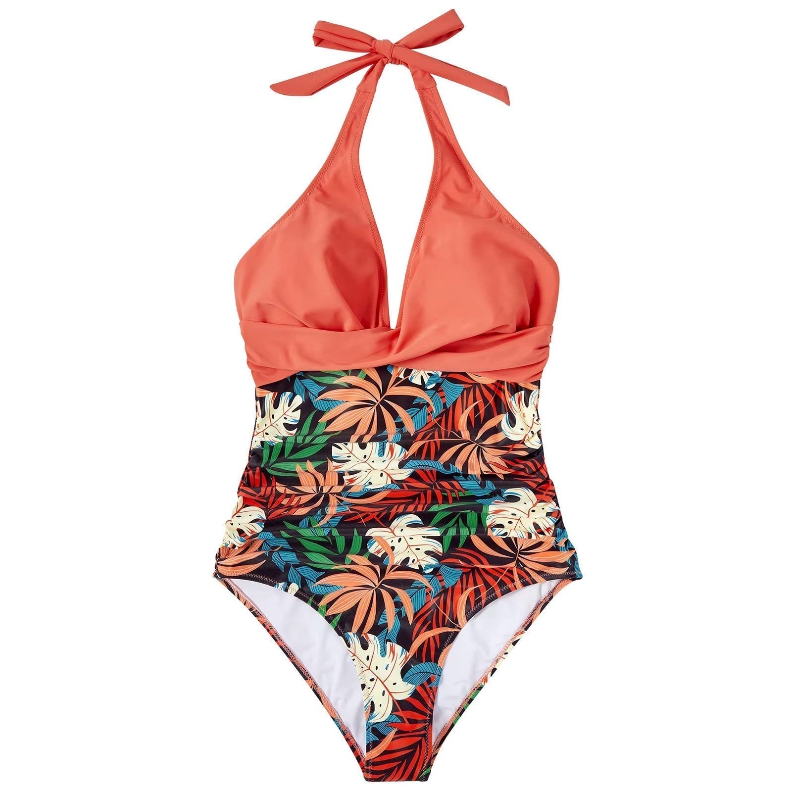 Women's Tropical Print Halterneck One Piece Swimsuit - Comfortable Swimwear 2