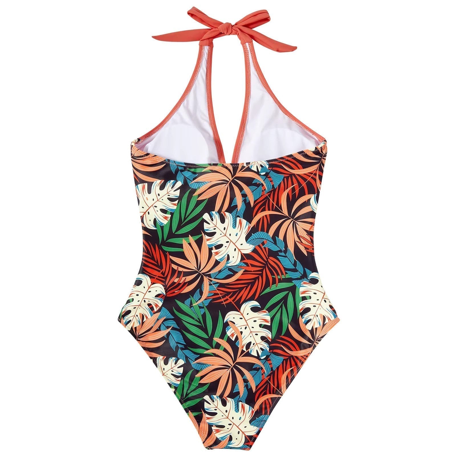 Women's Tropical Print Halterneck One Piece Swimsuit - Comfortable Swimwear 3