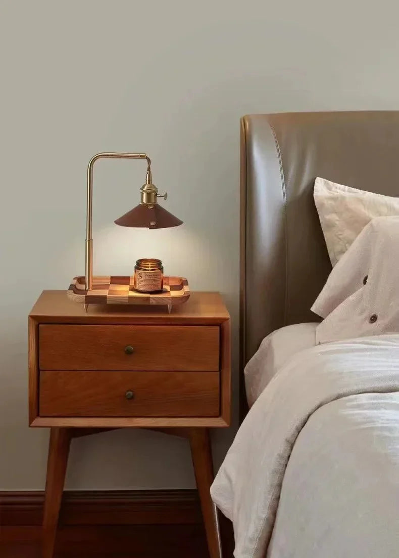Zen Candle Warmer Lamp - Elegant Table Lamp with Wood and Brass, Warm Ambient Light 5