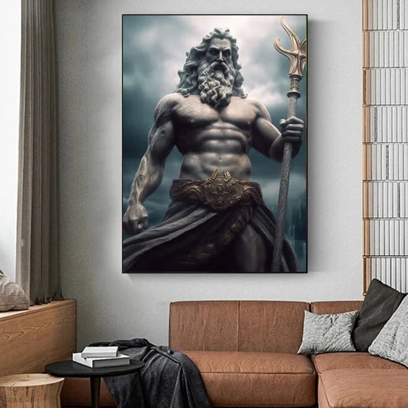 Zeus-Poster schwarz-weiß – Odyssee-Poster als Wanddekoration fürs Wohnzimmer 3