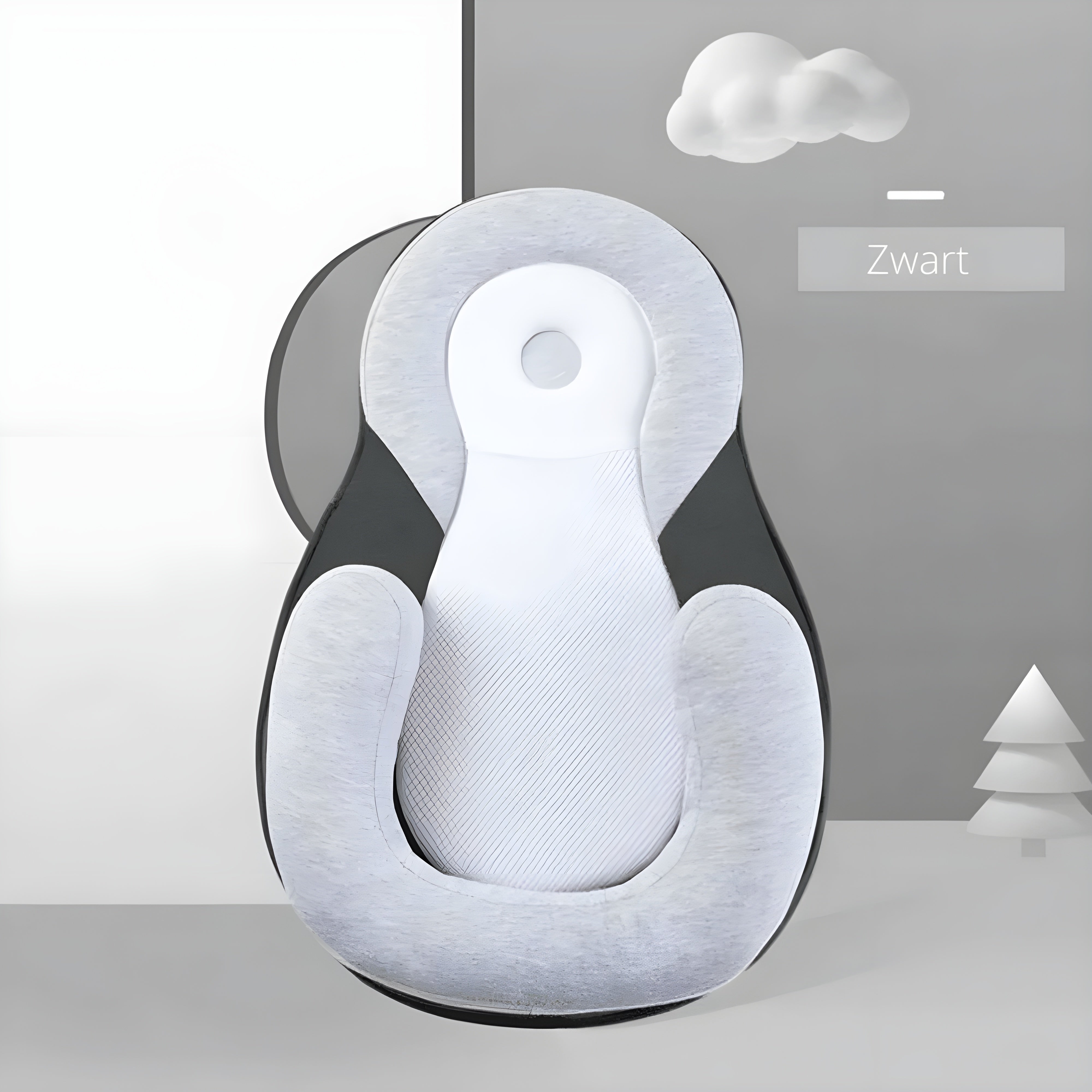 Oreiller pour bébé – Coussin ergonomique et respirant avec housse en coton modal doux