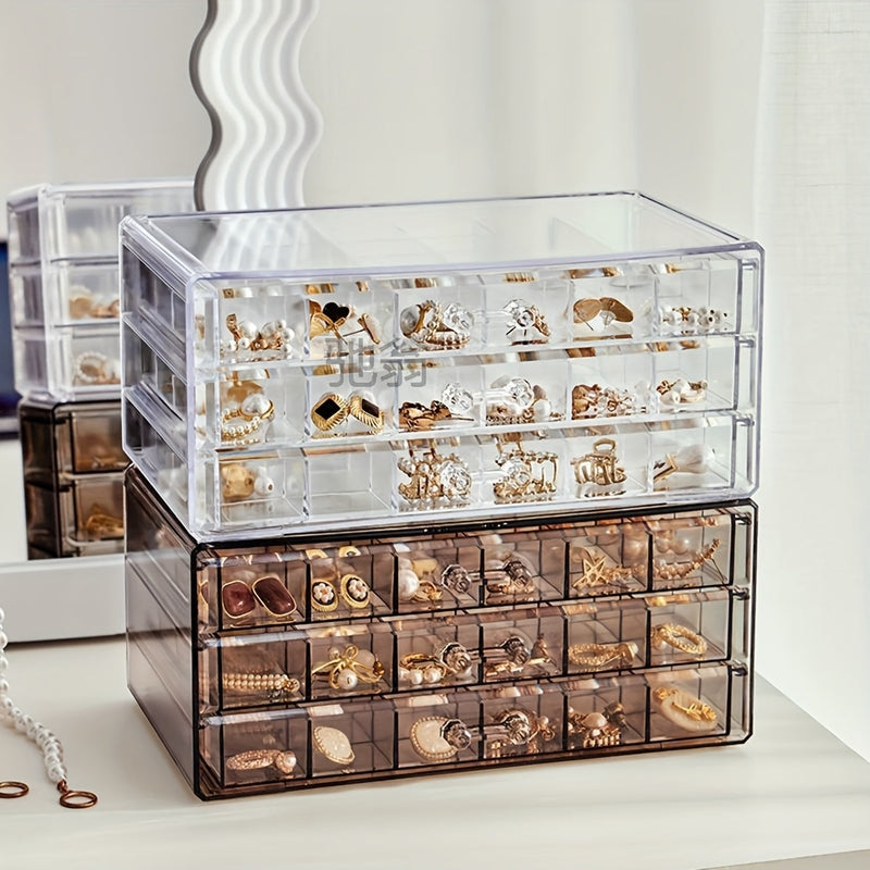Jewelry Organizer – 3-Layer Storage Box with 72 Compartments & Clear Protective Lid