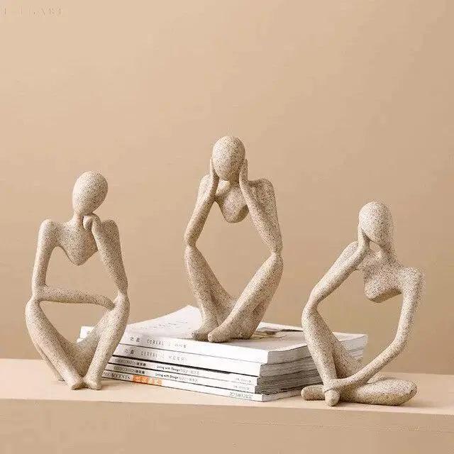 Sculpture Penseur abstrait – Pièce d'art moderne en résine pour une décoration intérieure créative