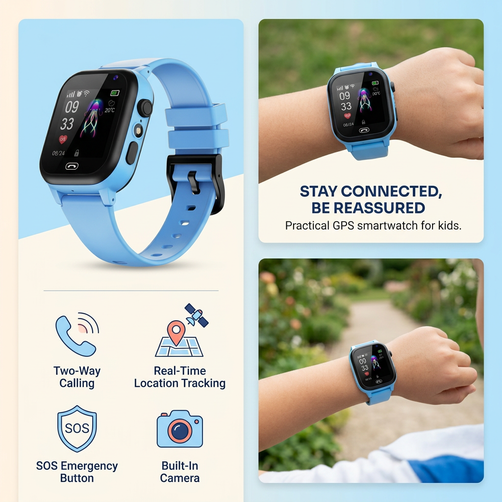Slim GPS-horloge voor kinderen – 4G-bellen, SOS-knop & realtime GPS-tracking