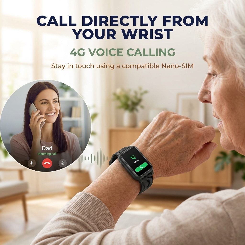 Montre connectée senior – Suivi GPS 4G, détection de chute et appel SOS