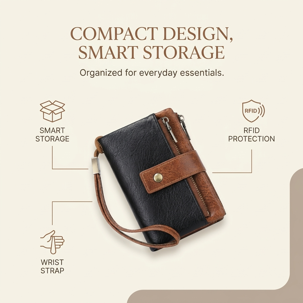 RFID-Blocking Tri-Fold Wallet | Secure Spacious Women’s Design