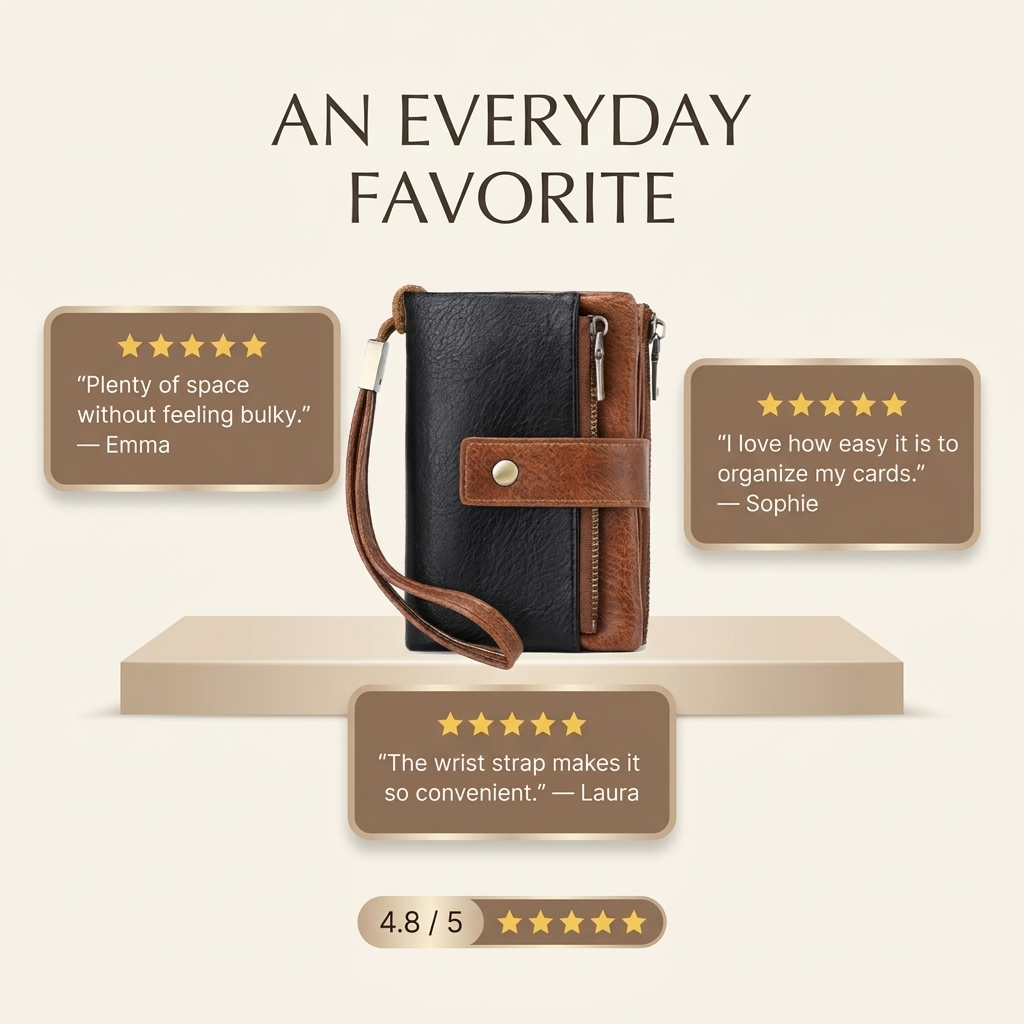 RFID-Blocking Tri-Fold Wallet | Secure Spacious Women’s Design