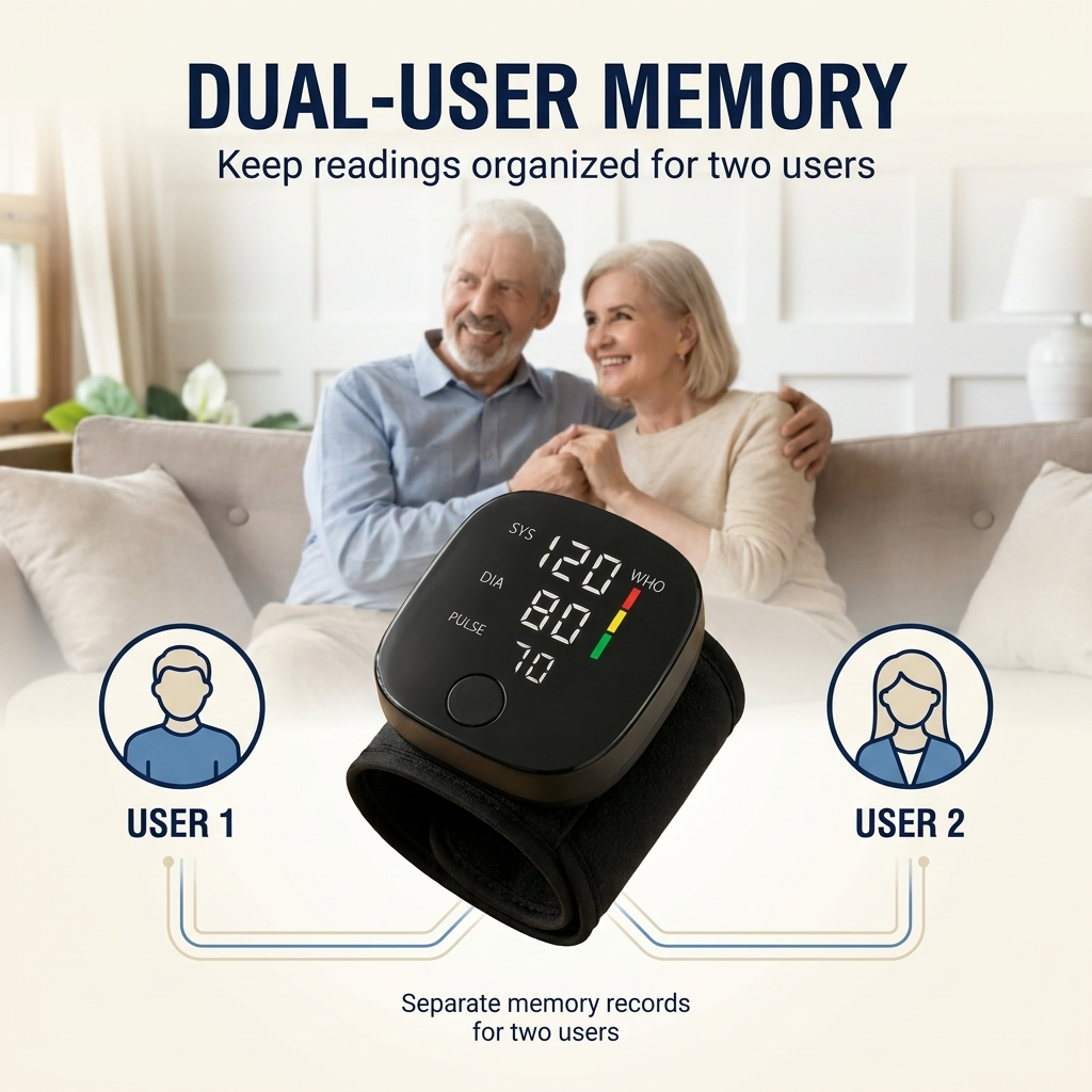 Digital Wrist Blood Pressure Monitor – Automatic Home Monitor with LED Display