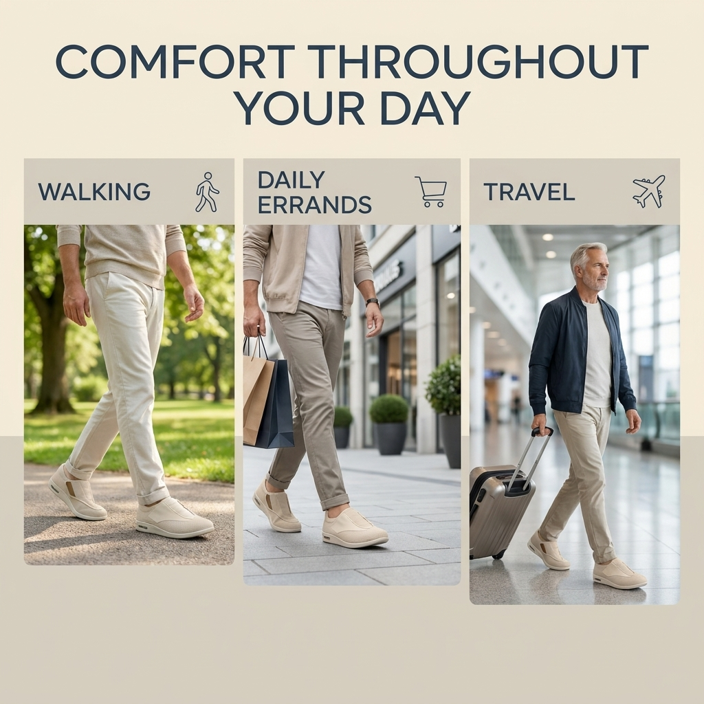 Men’s Walking Shoes – Wide Fit Slip-On Shoes for Everyday Comfort