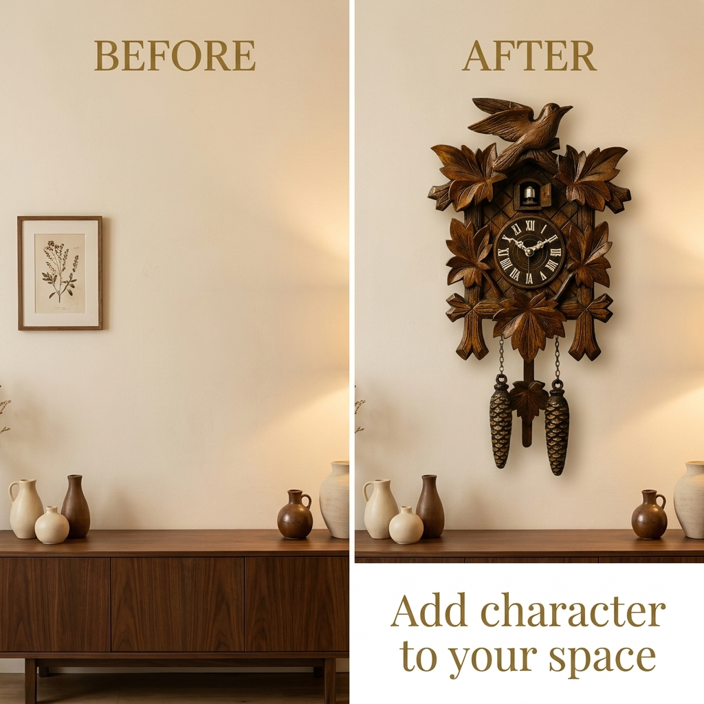 Classic Black Forest Cuckoo Clock with Authentic Sound and Rustic Decorative Design