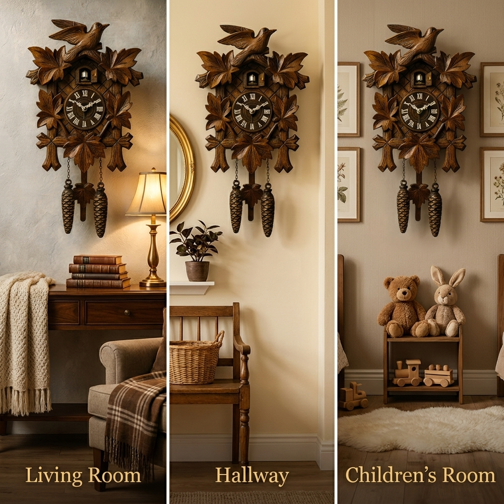 Classic Black Forest Cuckoo Clock with Authentic Sound and Rustic Decorative Design