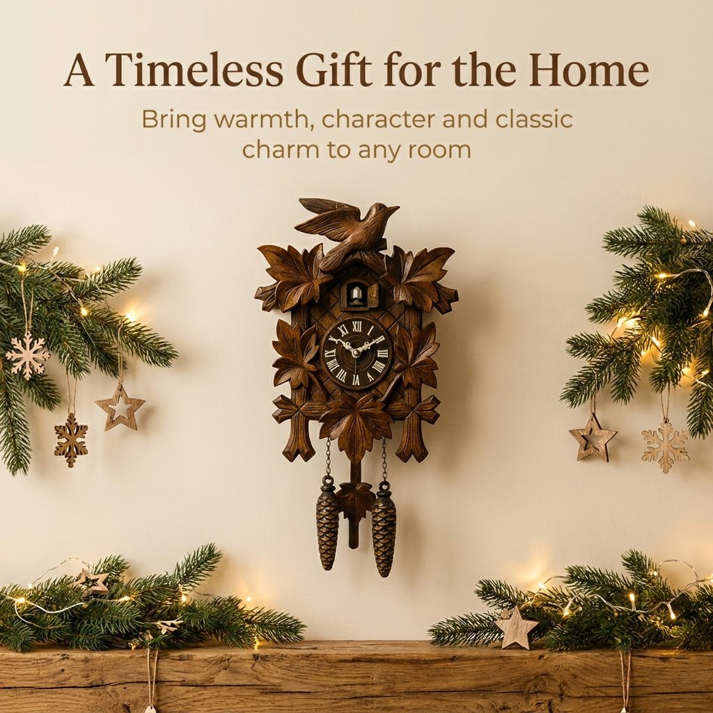 Classic Black Forest Cuckoo Clock with Authentic Sound and Rustic Decorative Design