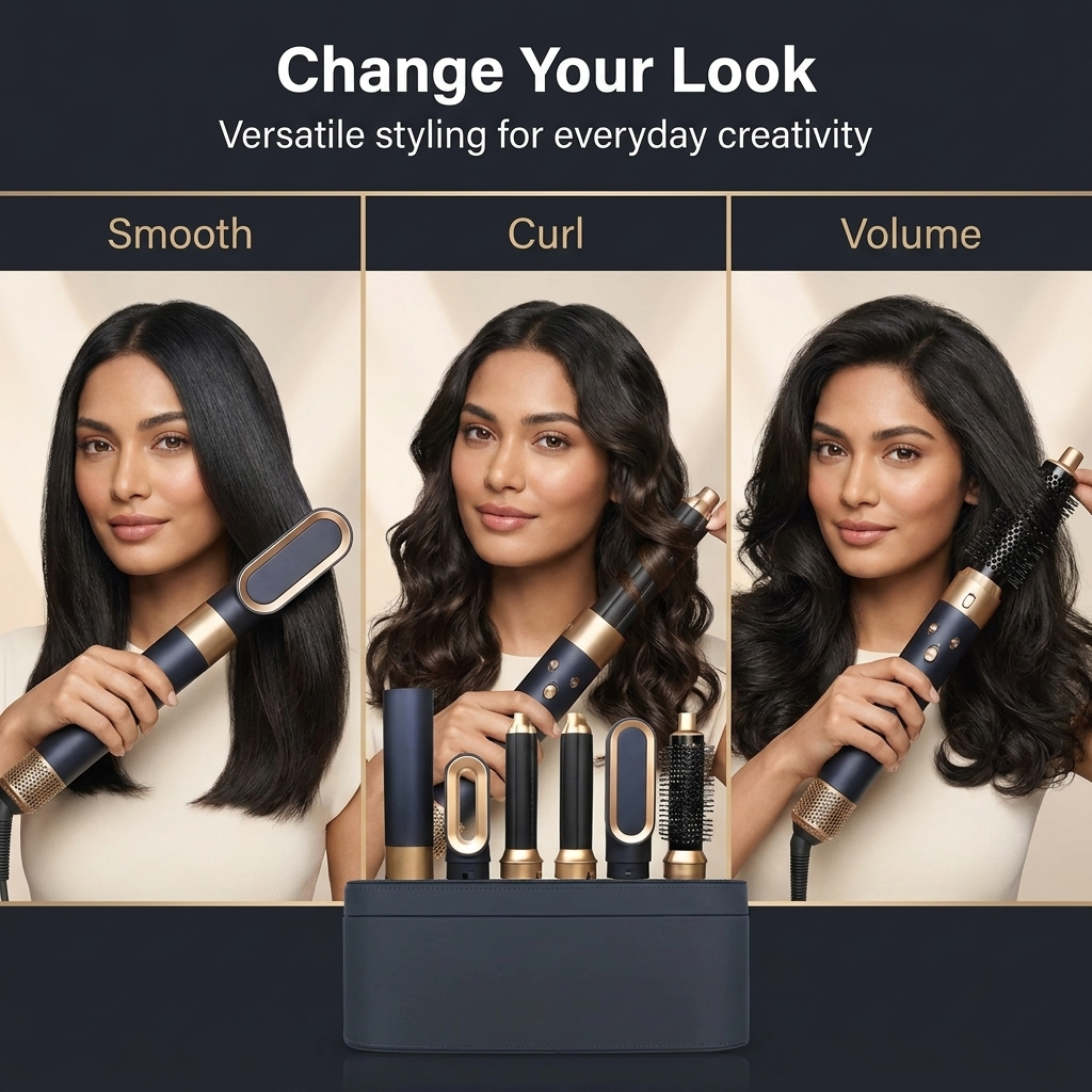 5-in-1 Hair Styler – Powerful 1000W Tool with Ionic Technology & Versatile Attachments