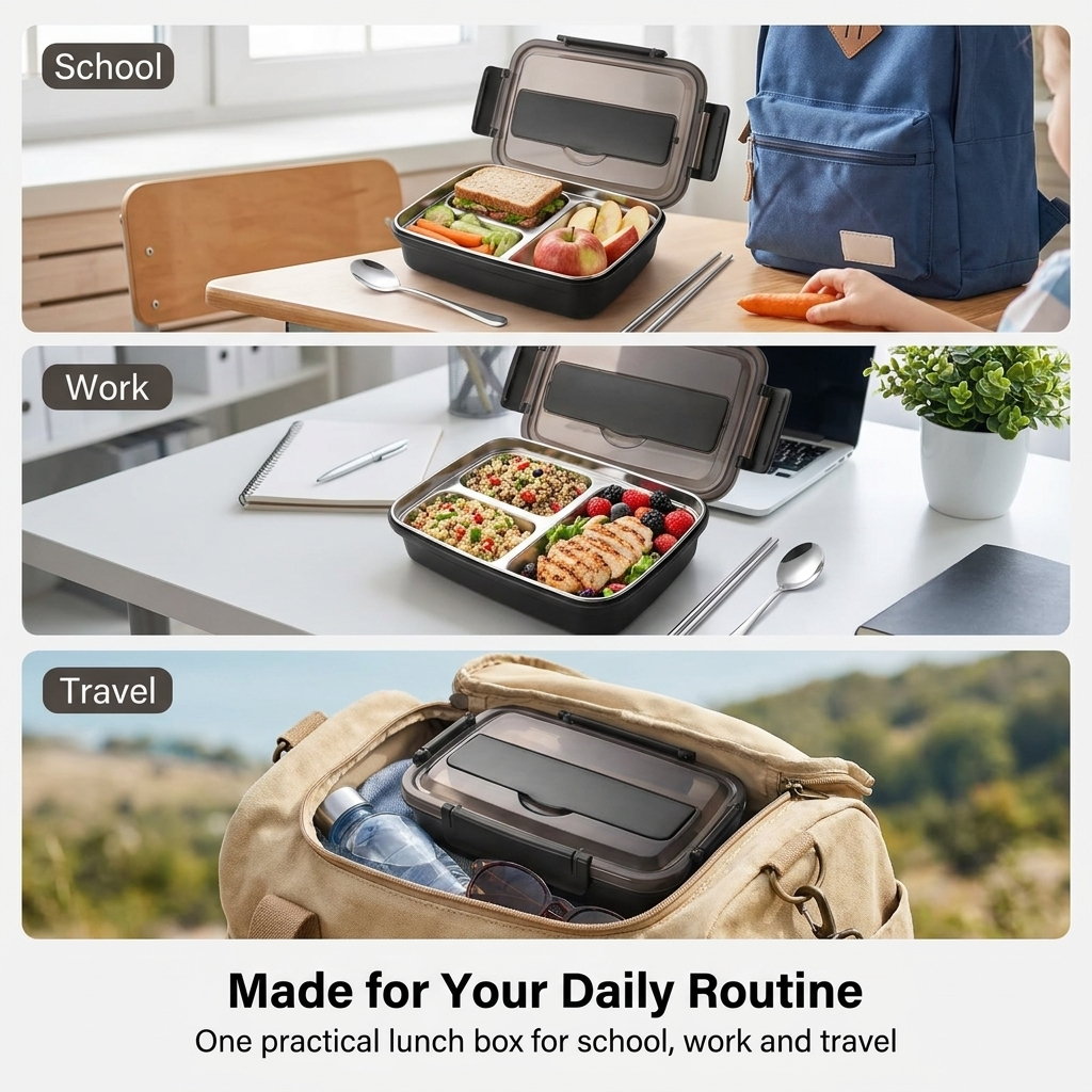 Stainless Steel Lunch Box – Leak-Resistant Compartments & Durable, Lightweight Design