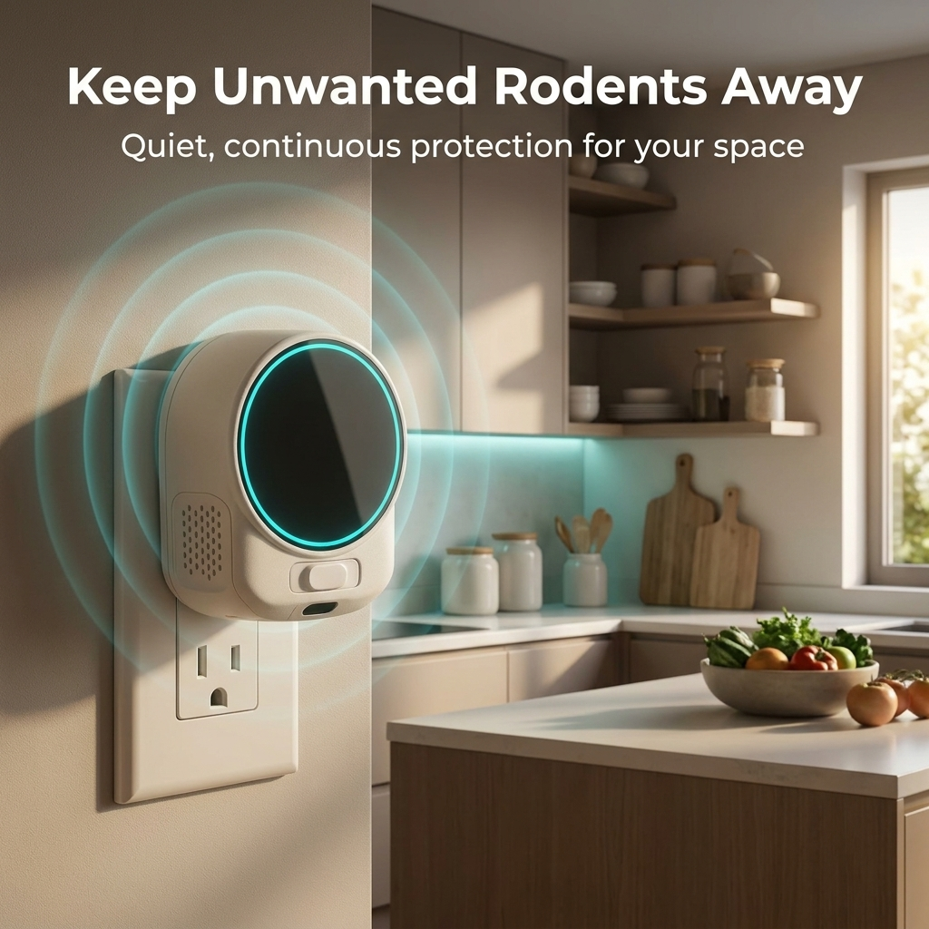 Ultrasonic Rodent Repeller – 3200 sq ft Coverage, Silent & Plug-In Design