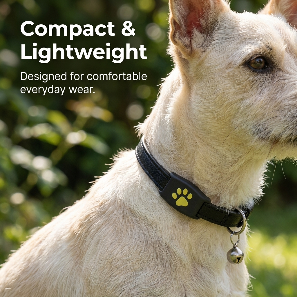 Pet Tracker for Dogs & Cats – Compact Collar Tag with App Location & Long Battery Life