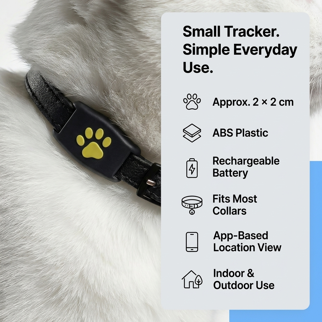 Pet Tracker for Dogs & Cats – Compact Collar Tag with App Location & Long Battery Life