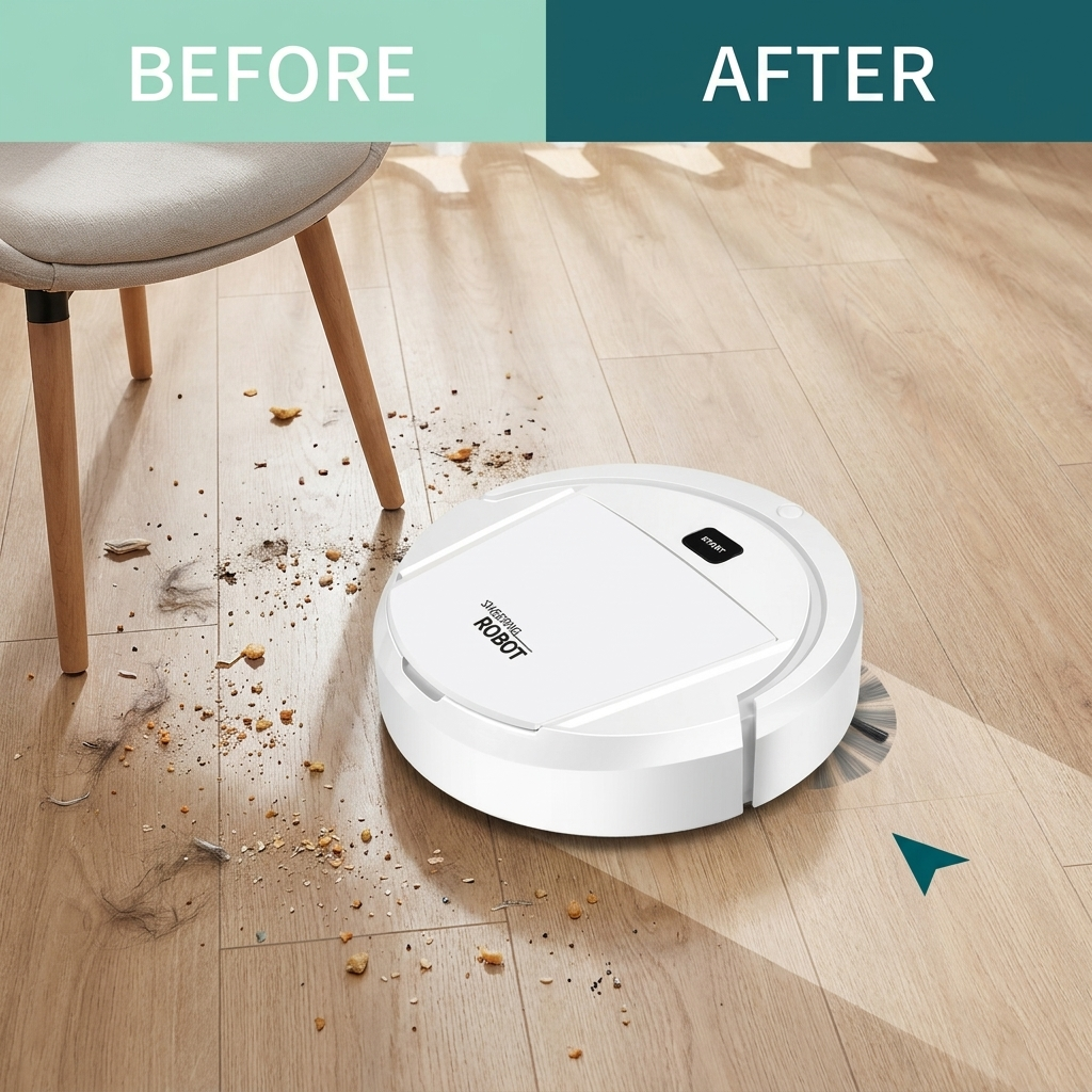 Robot Vacuum and Mop Combo – 3-in-1 Compact Cleaner for Hard Floors