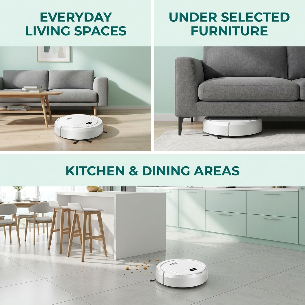 Robot Vacuum and Mop Combo – 3-in-1 Compact Cleaner for Hard Floors
