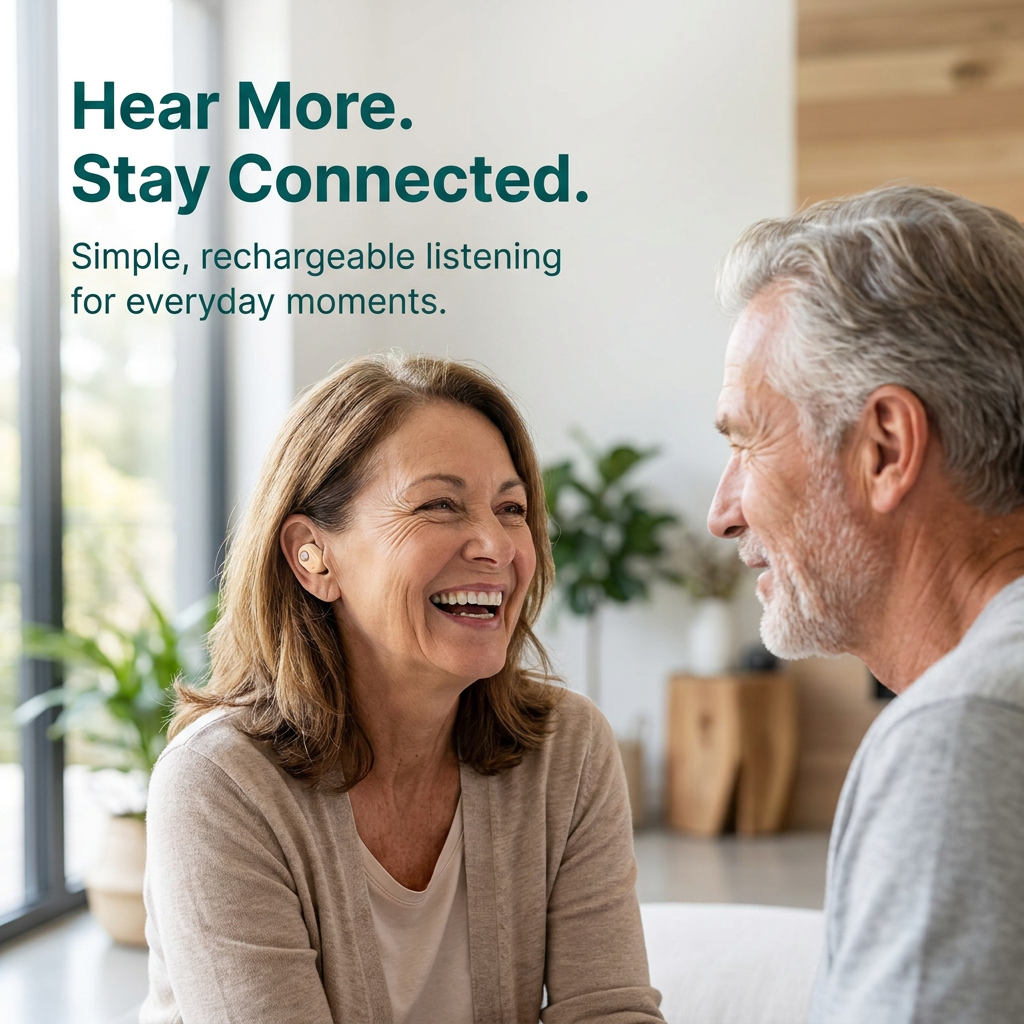 Rechargeable Hearing Aids – Noise Reduction & LED Charging Case