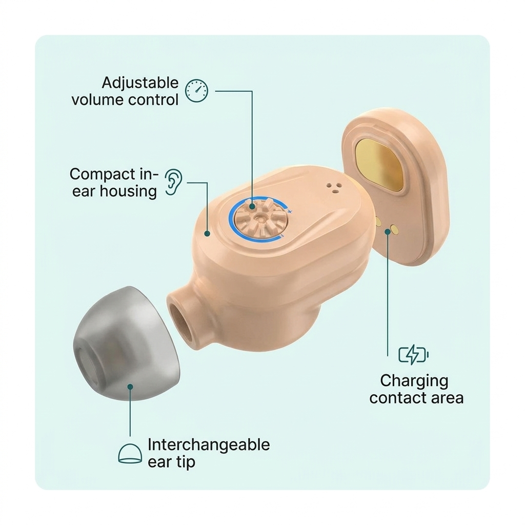 Rechargeable Hearing Aids – Noise Reduction & LED Charging Case