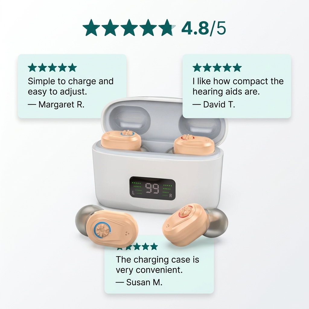 Rechargeable Hearing Aids – Noise Reduction & LED Charging Case