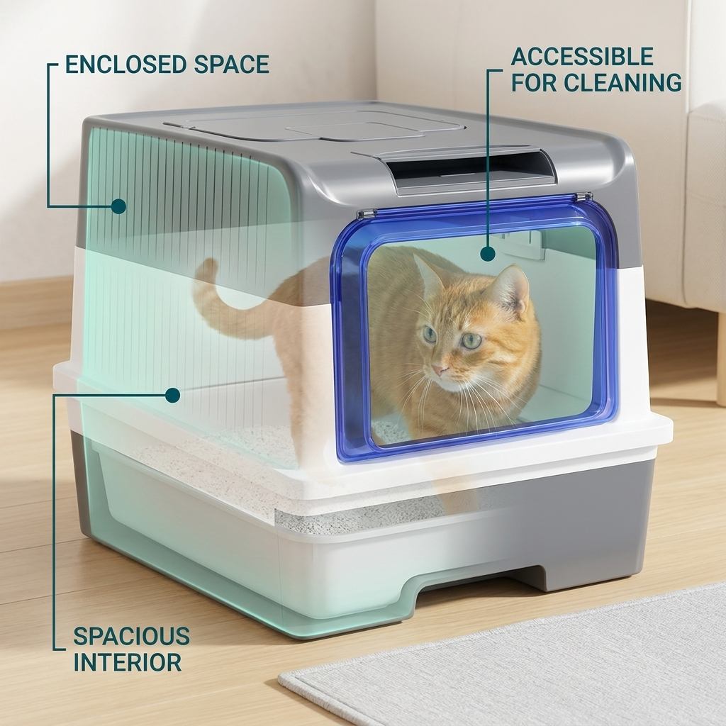 Bac à litière pour chat – Design fermé avec lumière UV et tiroir facile à nettoyer