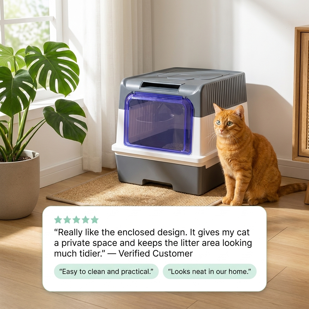Bac à litière pour chat – Design fermé avec lumière UV et tiroir facile à nettoyer