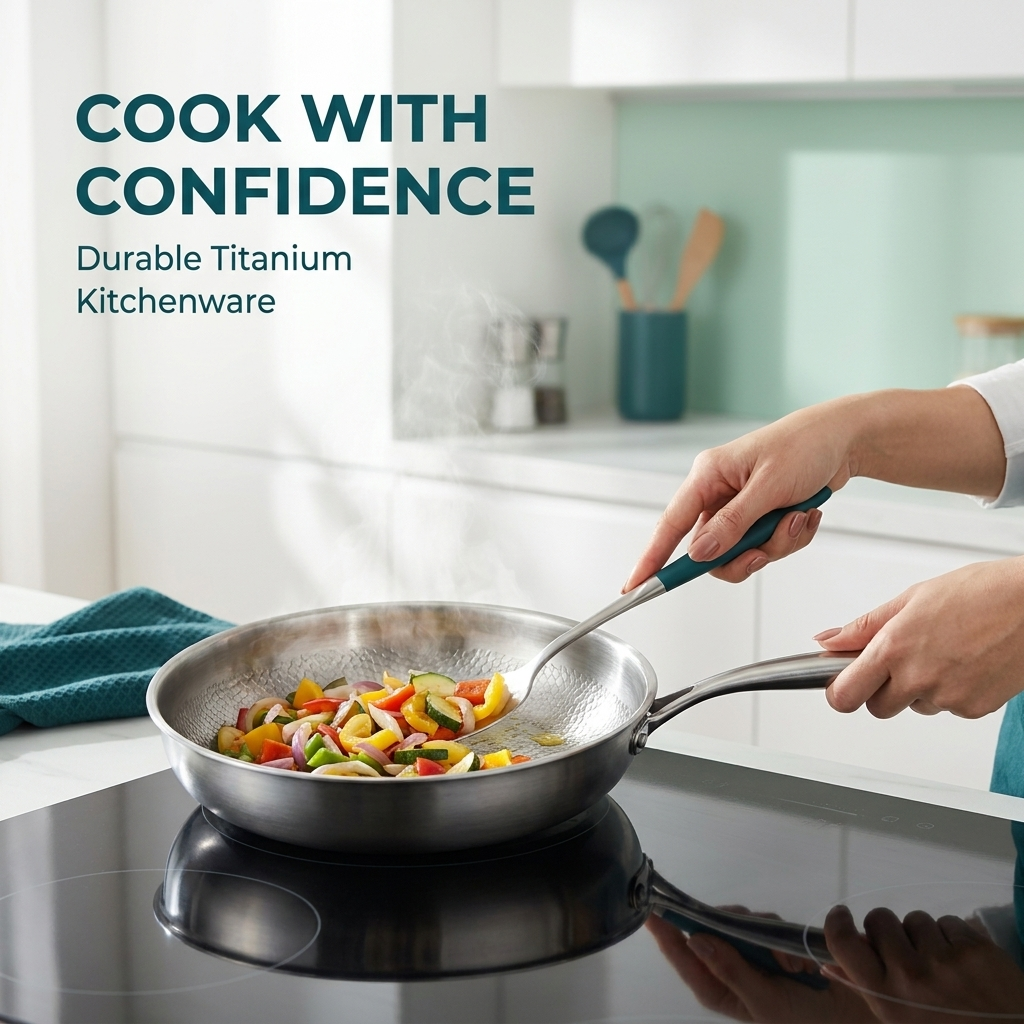 Titanium Frying Pan – Hammered Surface, Fast Heat Control & Induction Ready