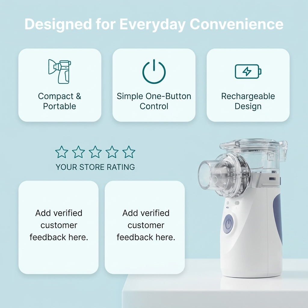 Nébuliseur ultrasonique portable – Rechargeable, brume fine et design compact