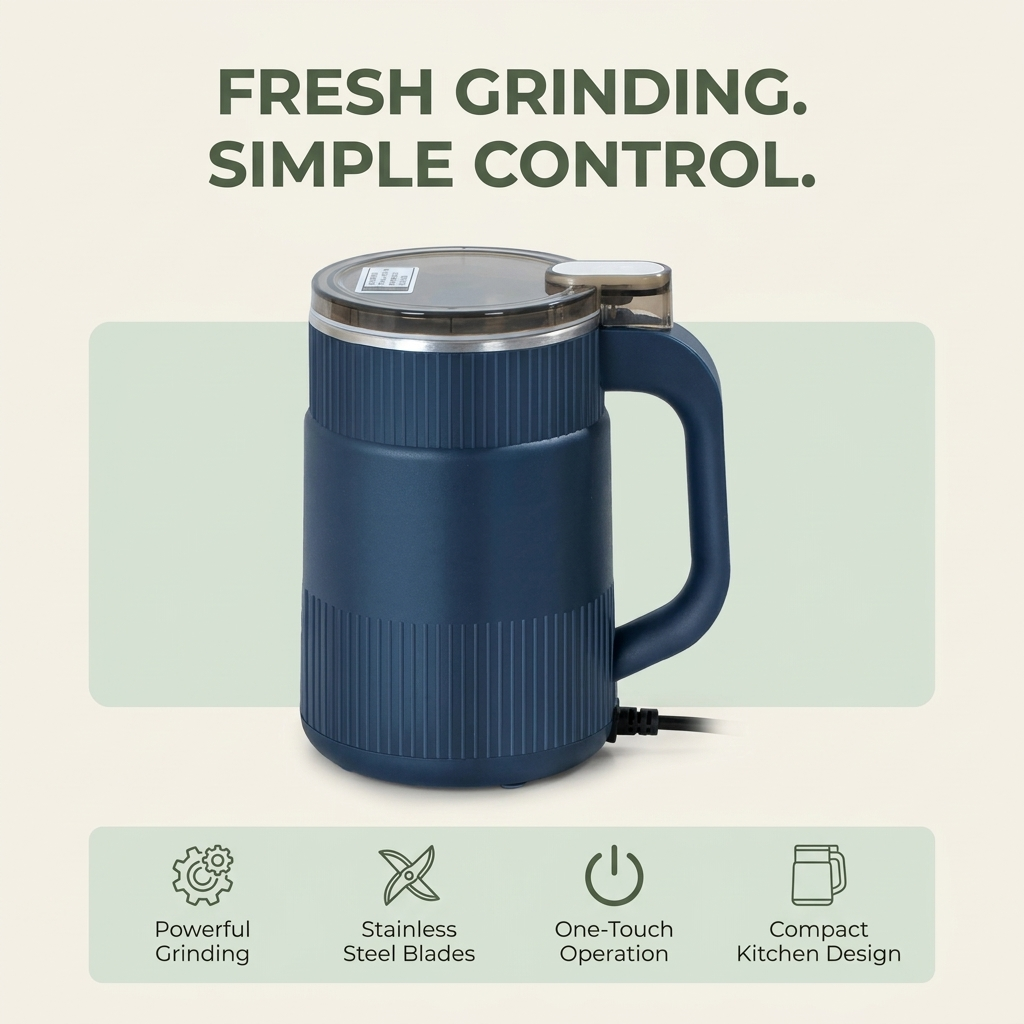 Electric Grain Mill – Stainless Steel Blades & Multi-Grain Grinding