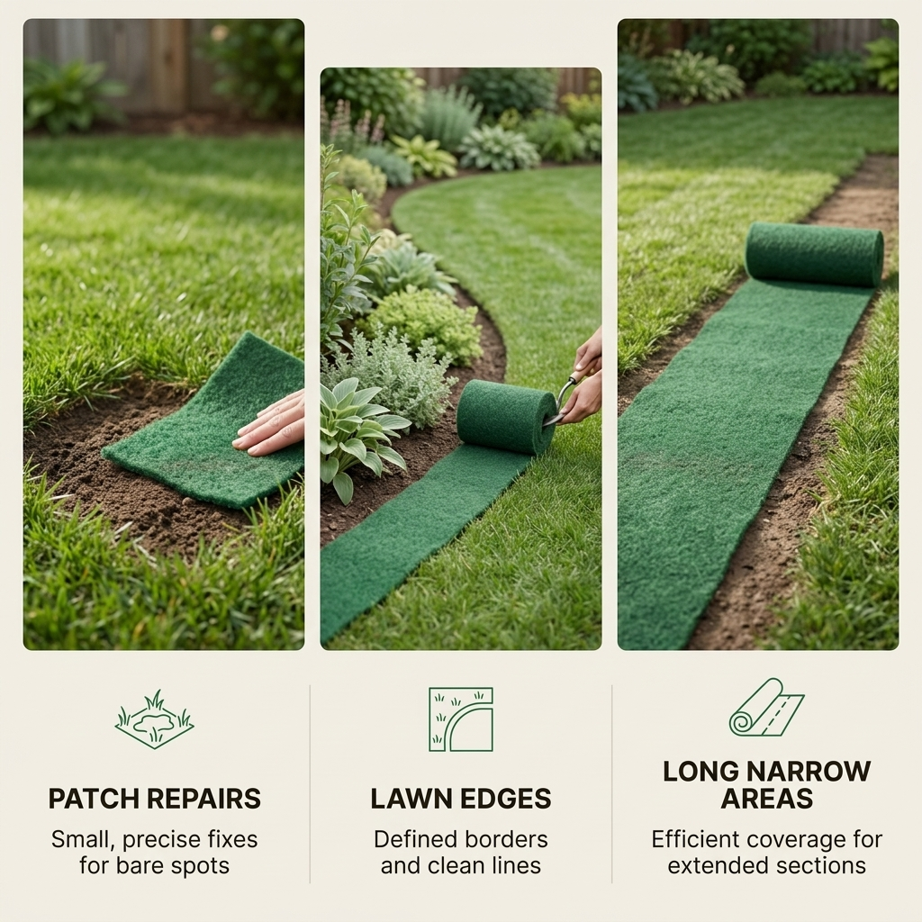 Tapis de semences de gazon, lot de 2 – Rouleaux biodégradables pour zones dégarnies